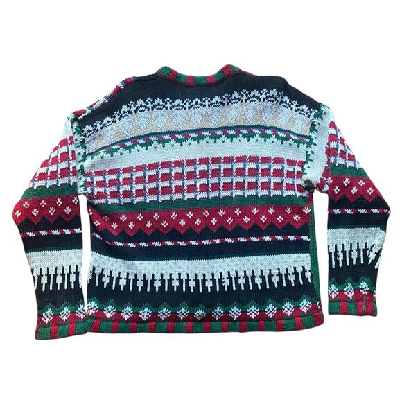 Vintage Christmas Tiara Cardigan Chunky Ugly Sweater XL Snowman Tree Cabincore - Picture 3 of 10